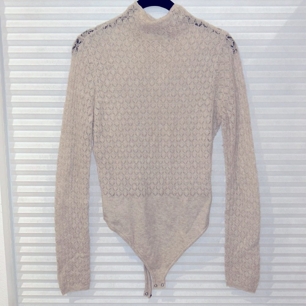 Small, wool, tan, A&F body suit.